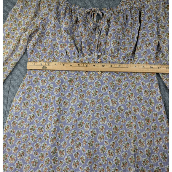 Forever 21 Milkmaid Dress Womens 1X Cottage Core Peasant Metallic Purple Y2K - Picture 9 of 9